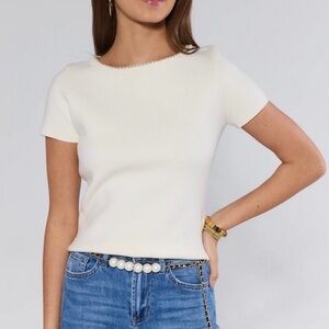 AVARA Ingrid White Embellished Top